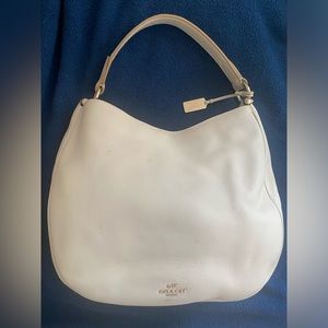 Vintage Coach White Hobo Bag with Textured Leather and Gold Hardware